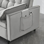 Velvet Loveseat with Reclining Backrest, Toss Pillows and Pockets