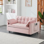 Velvet Loveseat with Reclining Backrest, Toss Pillows and Pockets