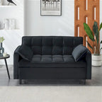 Velvet Loveseat with Reclining Backrest, Toss Pillows and Pockets