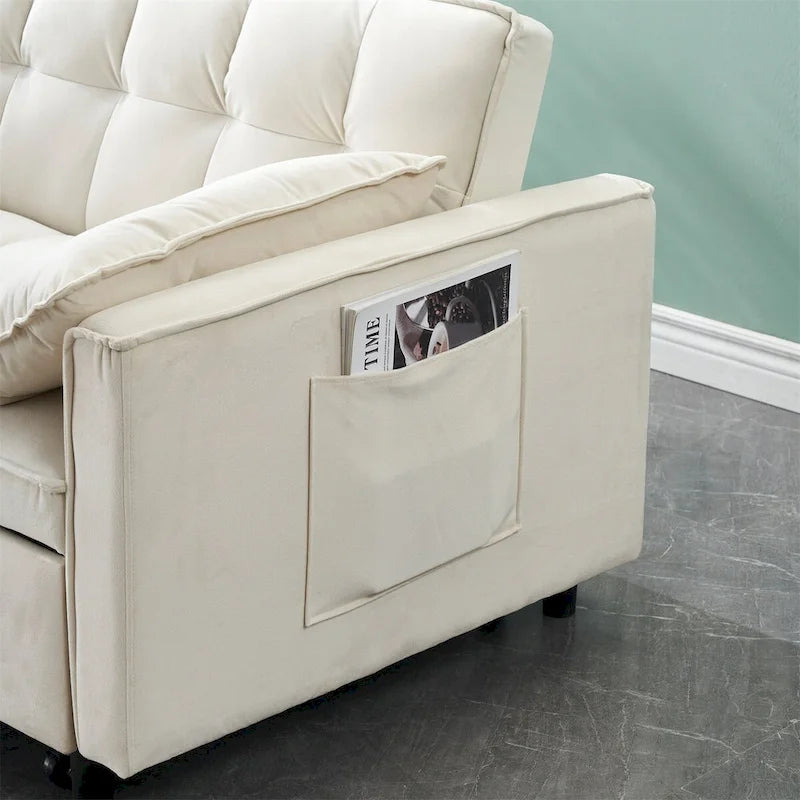 Velvet Loveseat with Reclining Backrest, Toss Pillows and Pockets