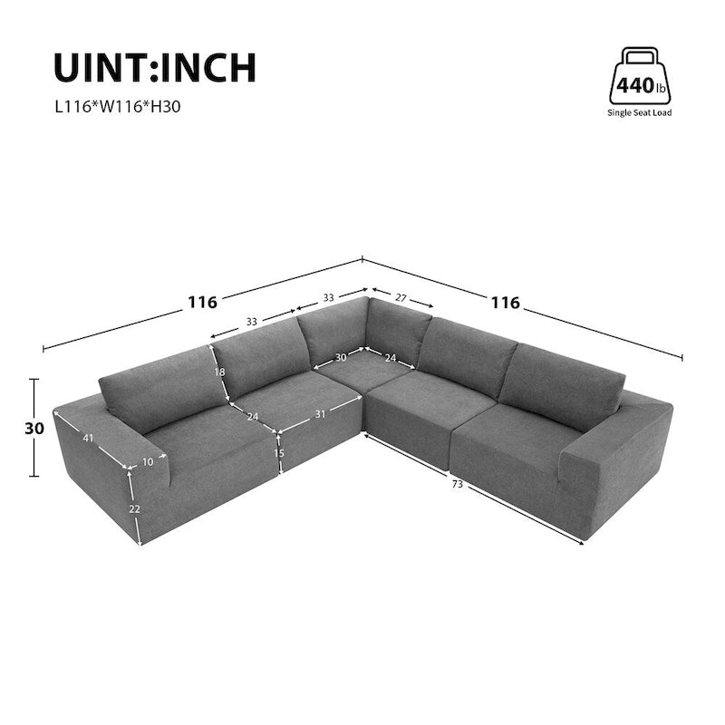 Modular L Shaped Sectional Sofa,Floor Couch Set,Upholstered Furniture