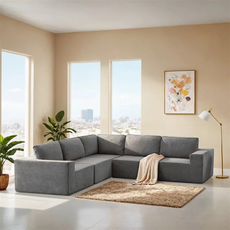 Modular L Shaped Sectional Sofa,Floor Couch Set,Upholstered Furniture