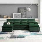 110*55 Modern U-Shaped Sectional Sofa with Waist Pillows,6-Seat Upholstered Symmetrical Sofa Furniture