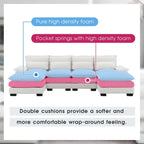 110*55 Modern U-Shaped Sectional Sofa with Waist Pillows,6-Seat Upholstered Symmetrical Sofa Furniture