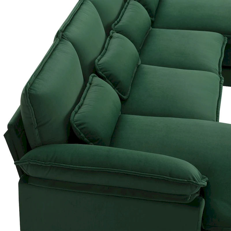 110*55 Modern U-Shaped Sectional Sofa with Waist Pillows,6-Seat Upholstered Symmetrical Sofa Furniture