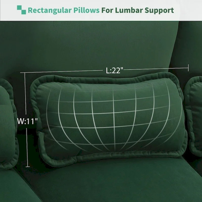 110*55 Modern U-Shaped Sectional Sofa with Waist Pillows,6-Seat Upholstered Symmetrical Sofa Furniture