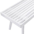White Solid Wood Slatted Bench