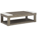 Signature Design by Ashley Loyaska Grayish Brown/White Lift-Top Coffee Table - 56.13 W x 28.25 D x 18.13 H