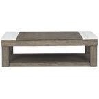 Signature Design by Ashley Loyaska Grayish Brown/White Lift-Top Coffee Table - 56.13 W x 28.25 D x 18.13 H