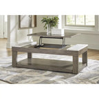 Signature Design by Ashley Loyaska Grayish Brown/White Lift-Top Coffee Table - 56.13 W x 28.25 D x 18.13 H