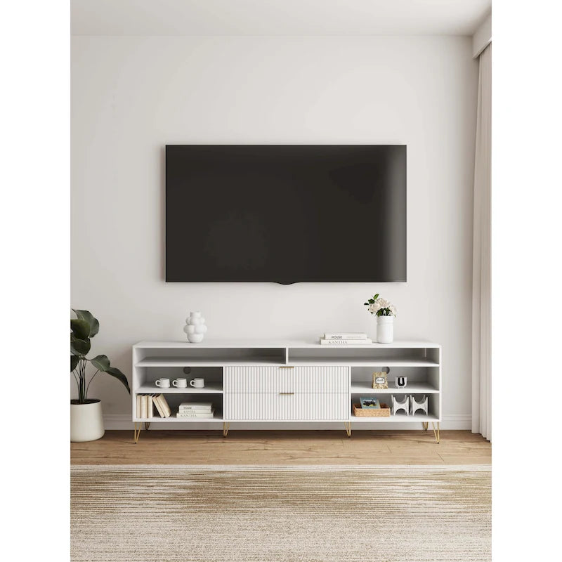 Manhattan Comfort Dumbo Mid-Century Modern TV Stand with 6 Shelves