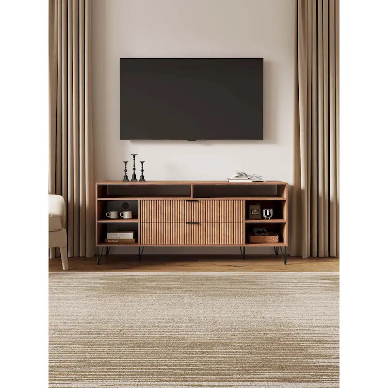 Manhattan Comfort Dumbo Mid-Century Modern TV Stand with 6 Shelves