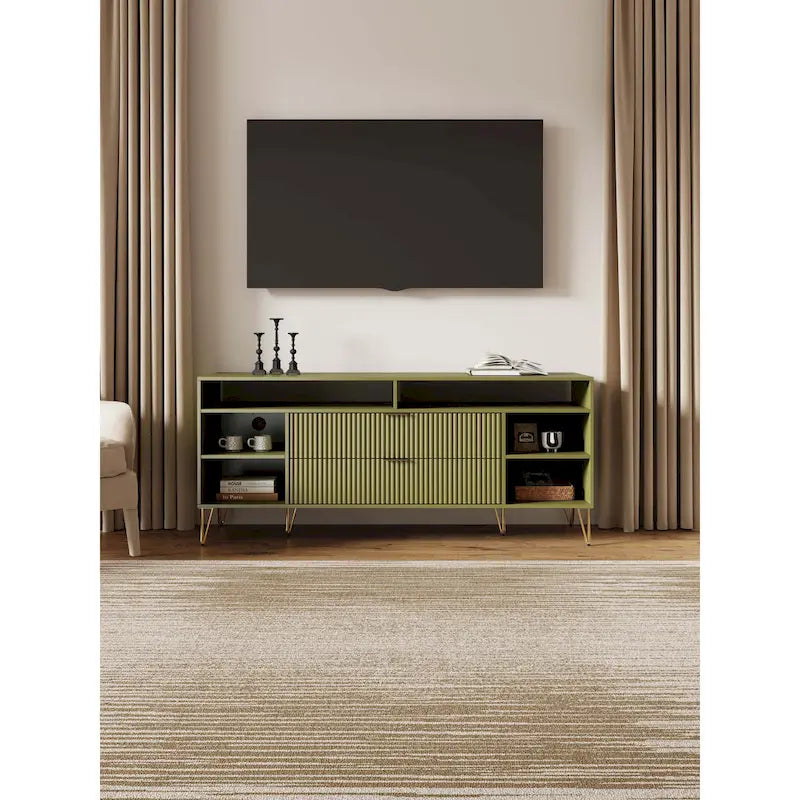 Manhattan Comfort Dumbo Mid-Century Modern TV Stand with 6 Shelves
