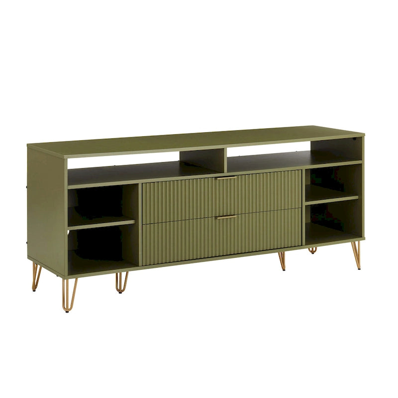 Manhattan Comfort Dumbo Mid-Century Modern TV Stand with 6 Shelves