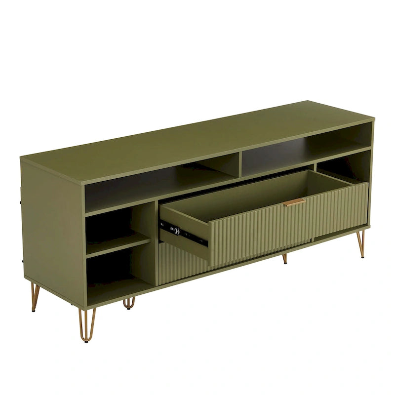 Manhattan Comfort Dumbo Mid-Century Modern TV Stand with 6 Shelves