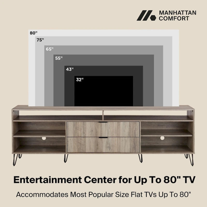Manhattan Comfort Dumbo Mid-Century Modern TV Stand with 6 Shelves
