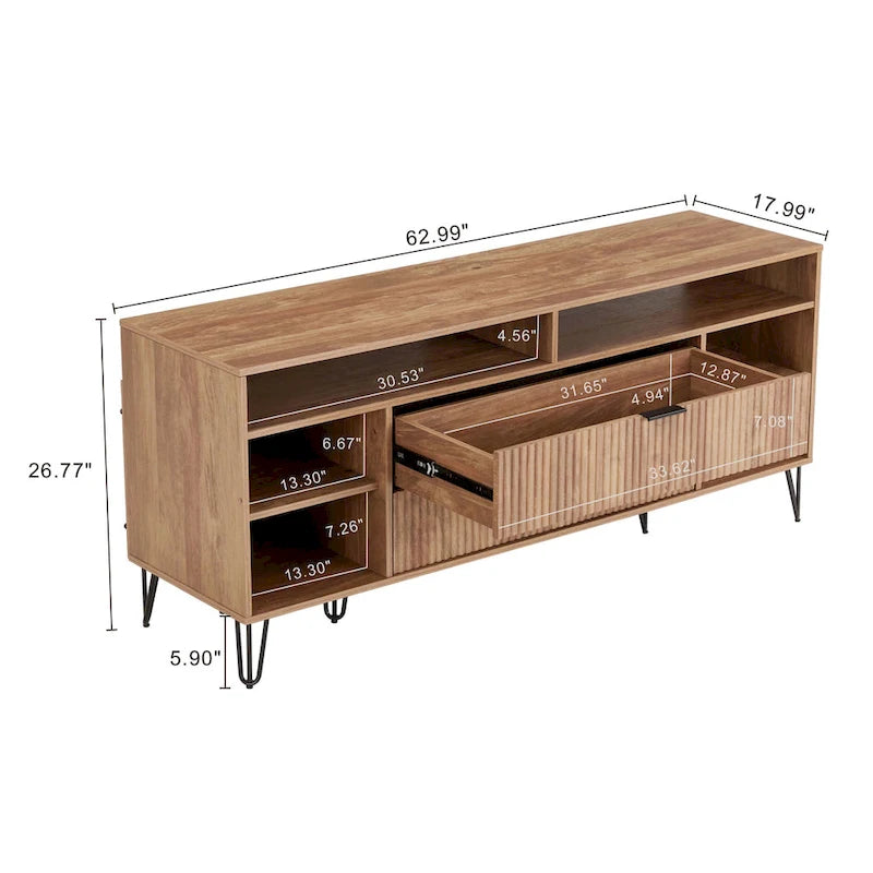 Manhattan Comfort Dumbo Mid-Century Modern TV Stand with 6 Shelves