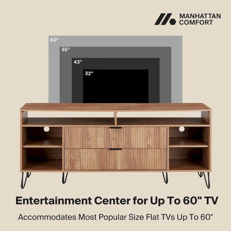 Manhattan Comfort Dumbo Mid-Century Modern TV Stand with 6 Shelves