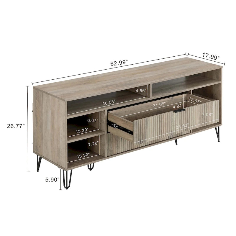 Manhattan Comfort Dumbo Mid-Century Modern TV Stand with 6 Shelves