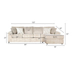 Roundhill Furniture Nason Wide Wale Corduroy Sectional Sofa Chaise with Armchair and Ottoman