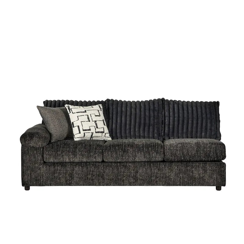 Roundhill Furniture Nason Wide Wale Corduroy Sectional Sofa Chaise with Armchair and Ottoman