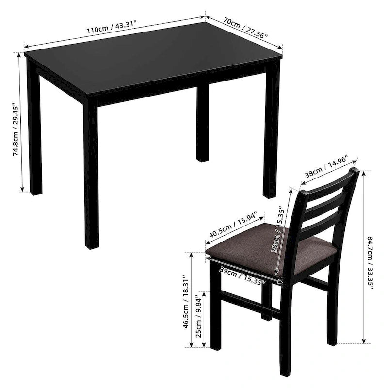 5 PCS Pub Sets Stylish Dining Table Set with 4 Upholstered Chairs