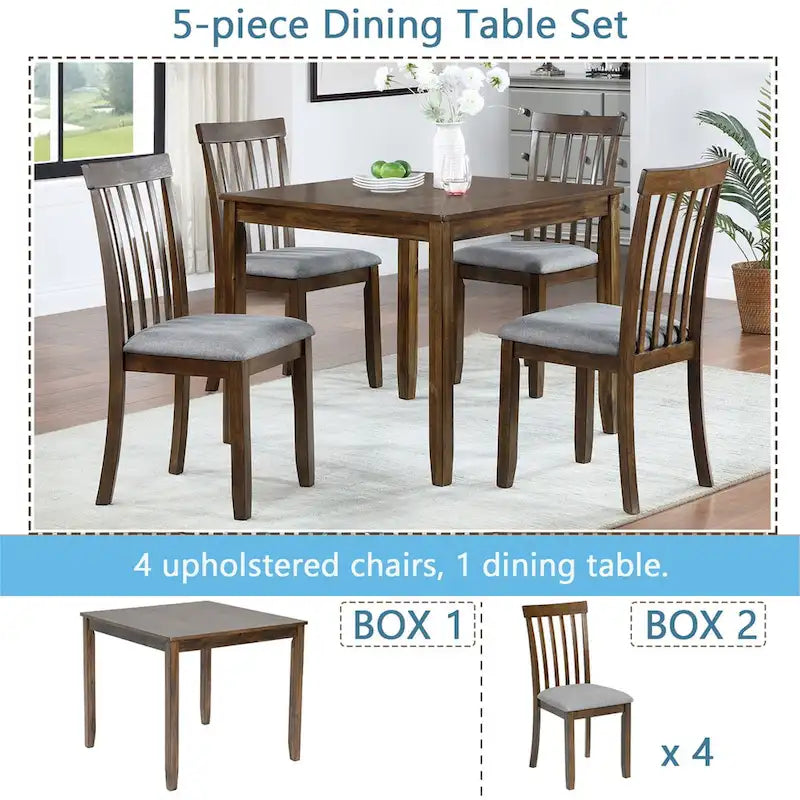 Wooden Dining Rectangular Table set for 4