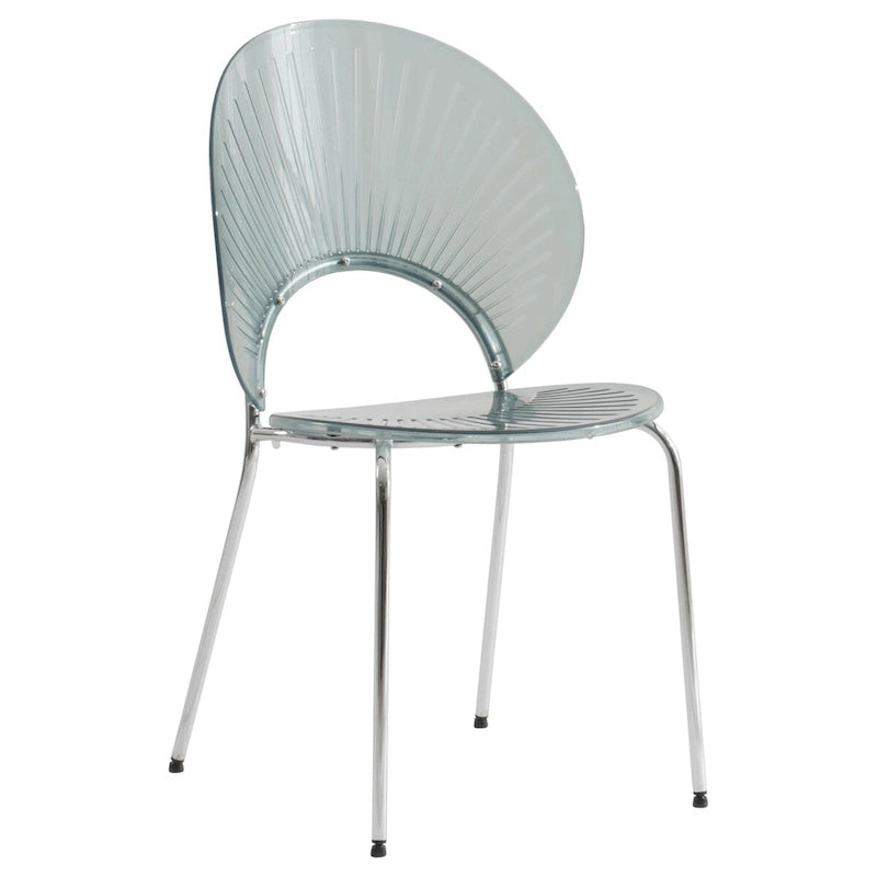 LeisureMod Opulent Plastic Dining Side Chair in Chrome Base