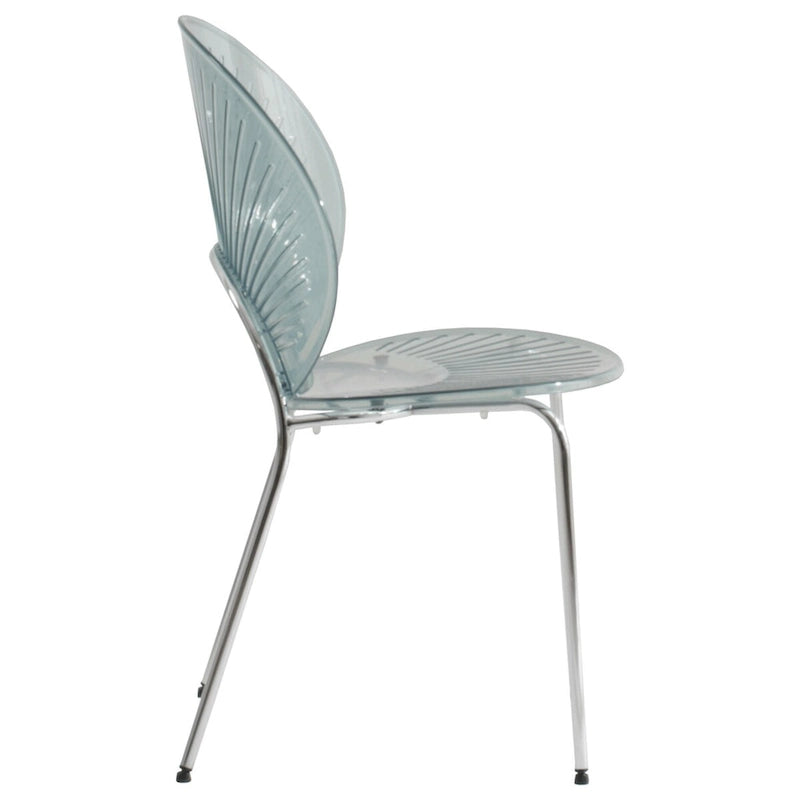 LeisureMod Opulent Plastic Dining Side Chair in Chrome Base