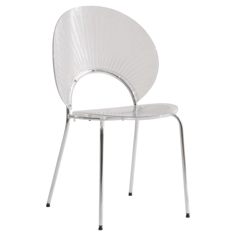 LeisureMod Opulent Plastic Dining Side Chair in Chrome Base