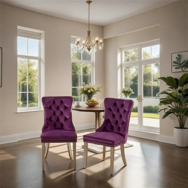 Tufted Solid Wood Contemporary Velvet Upholstered Dining Chair,2PCS