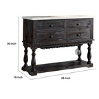 Four Drawers Wooden Server with Marble Top, White and Brown