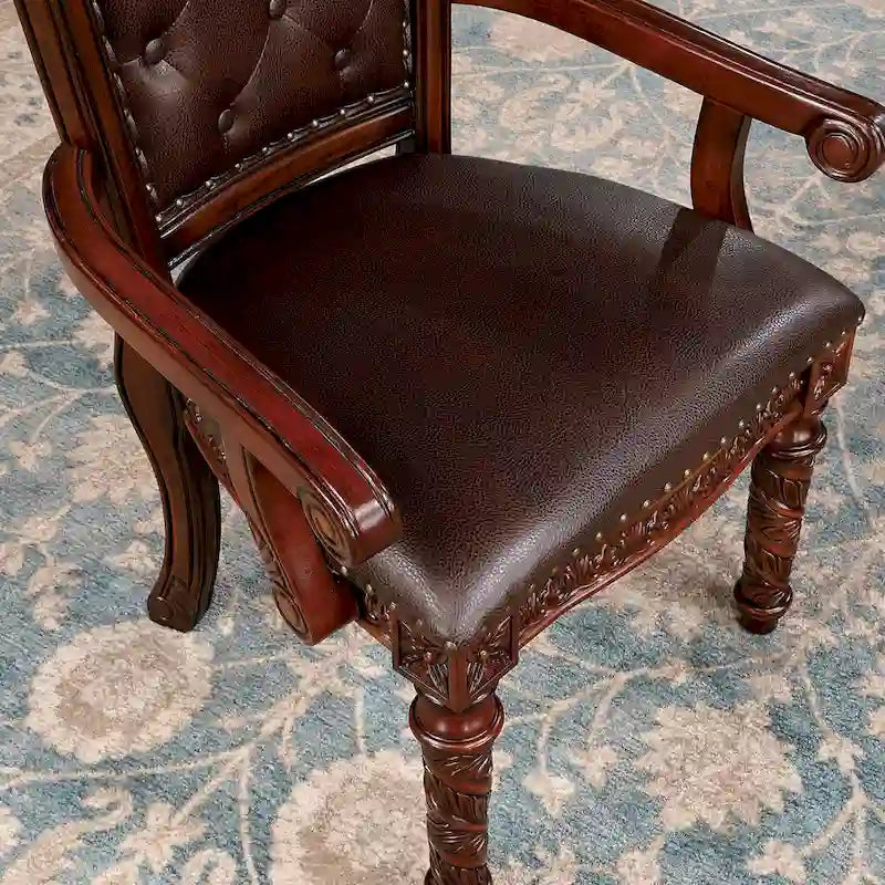 Abeena Traditional Cherry Solid Wood Arm Chairs (Set of 2) by Furniture of America