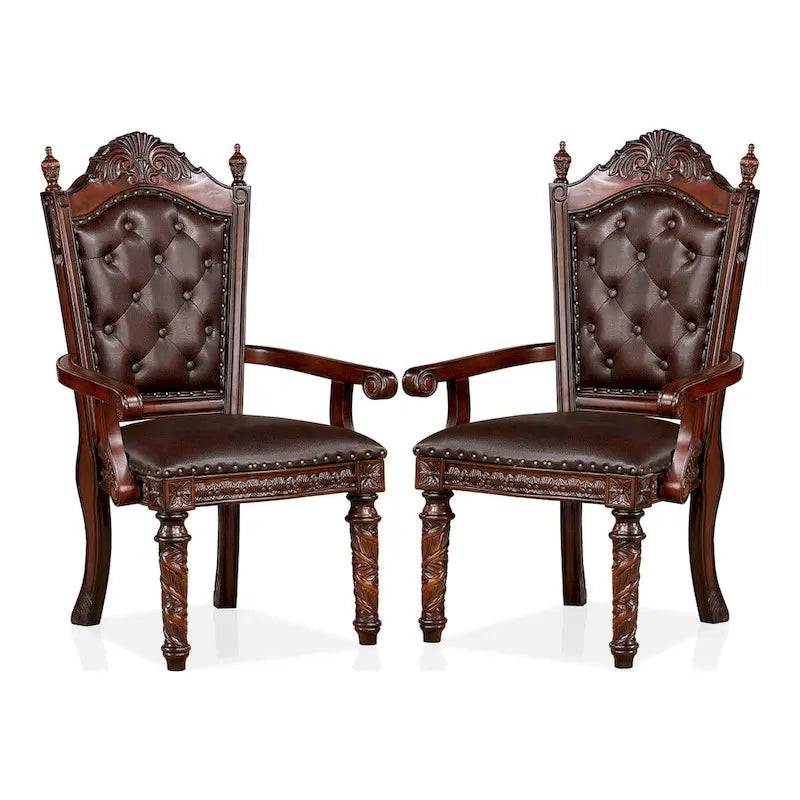 Abeena Traditional Cherry Solid Wood Arm Chairs (Set of 2) by Furniture of America