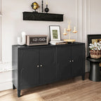 60-in Modern Matte Black 4 Door Wooden Sideboard Buffet Server Accent Storage Cabinet