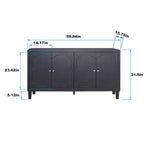 60-in Modern Matte Black 4 Door Wooden Sideboard Buffet Server Accent Storage Cabinet