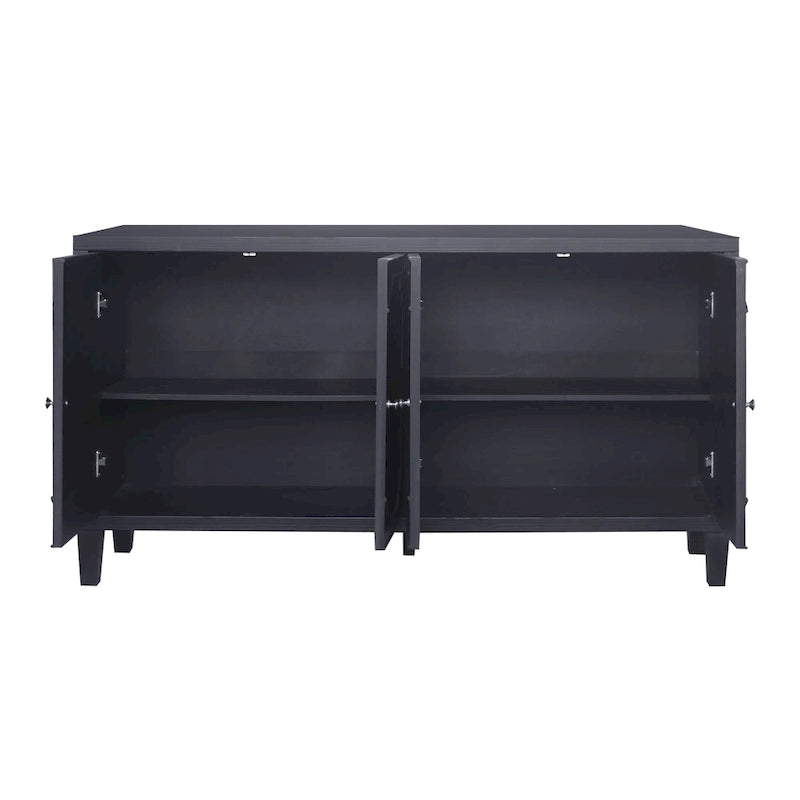 60-in Modern Matte Black 4 Door Wooden Sideboard Buffet Server Accent Storage Cabinet