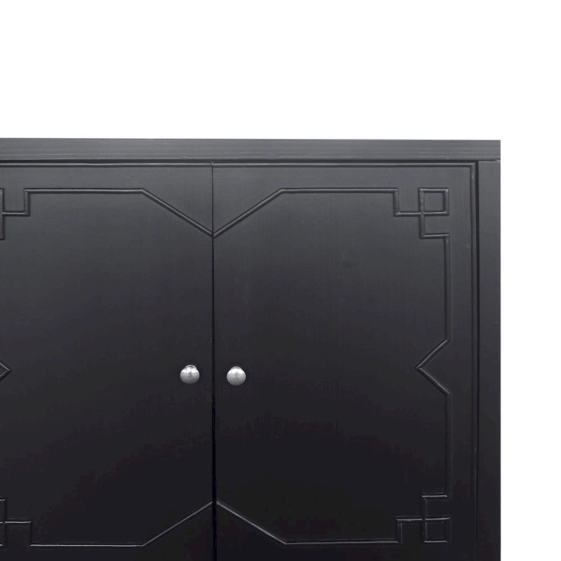 60-in Modern Matte Black 4 Door Wooden Sideboard Buffet Server Accent Storage Cabinet