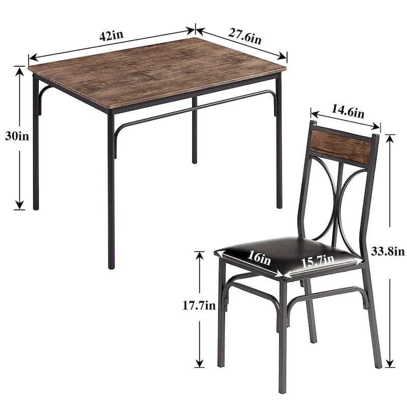 Javlergo Modern 5-pieces Dining Table Set with 4 Chairs, Kitchen Dining Room Table Set for 4, Brown