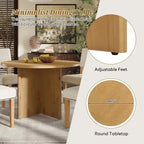 5-Piece Round Dining Table Set Pedestal Kitchen Table Set with 4 Upholstered Dining Chairs for Studio, Apartment, Small Places