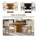 5-Piece Round Dining Table Set Pedestal Kitchen Table Set with 4 Upholstered Dining Chairs for Studio, Apartment, Small Places