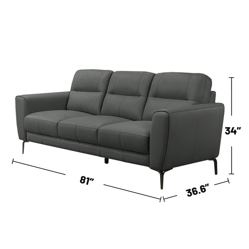 2 Piece Faux Leather Sofa Set with Triangular Chrome Legs