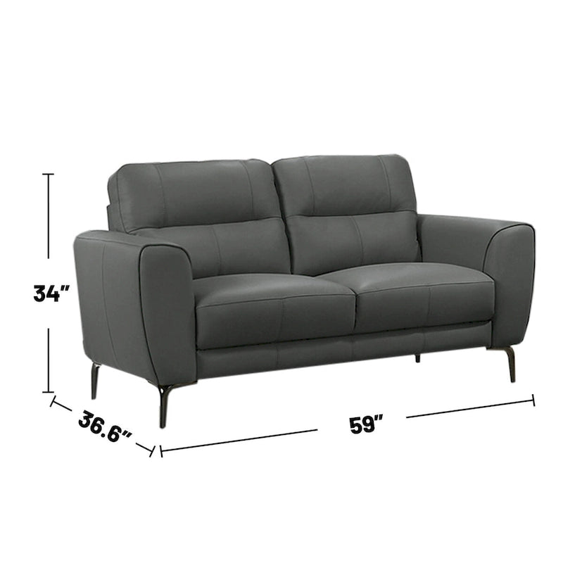 2 Piece Faux Leather Sofa Set with Triangular Chrome Legs
