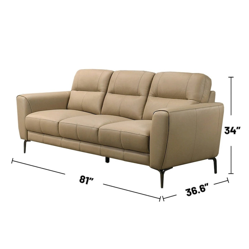 2 Piece Faux Leather Sofa Set with Triangular Chrome Legs