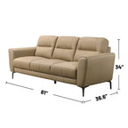 2 Piece Faux Leather Sofa Set with Triangular Chrome Legs
