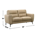 2 Piece Faux Leather Sofa Set with Triangular Chrome Legs