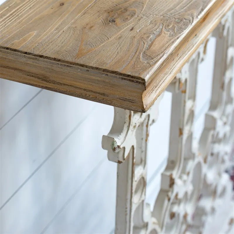 Vintage Wood Console Table with Brown Top