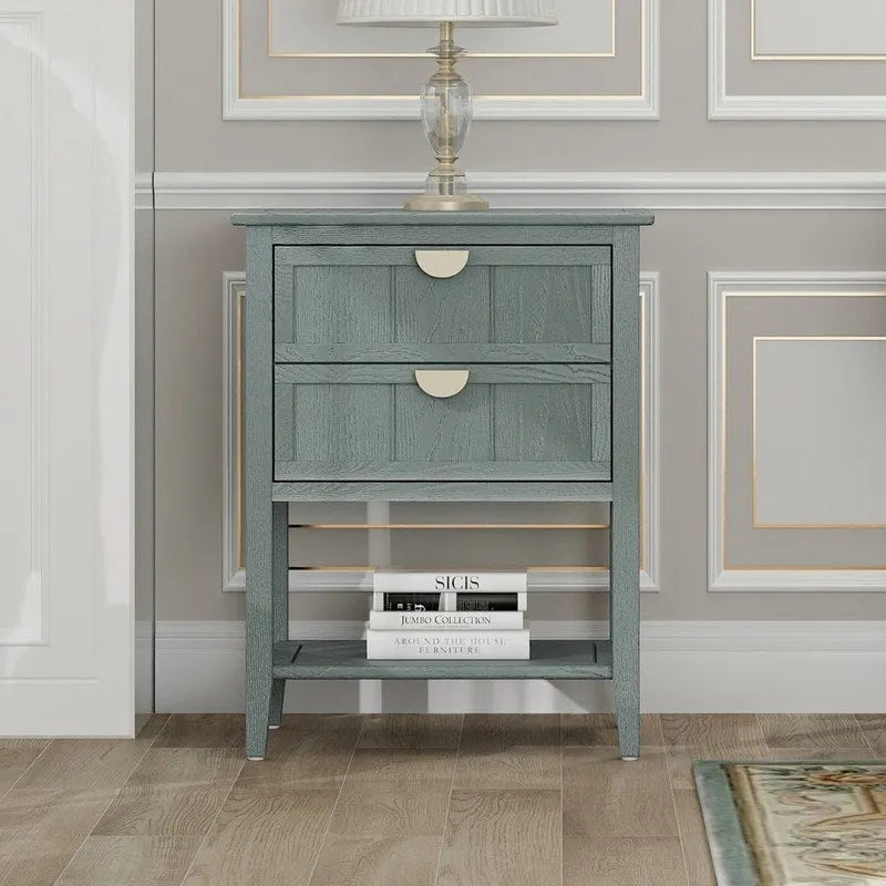 American Style Side Table End Table with 2 Drawer