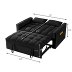 Convertible Loveseat with Adjustable Backrest and Storage Pockets