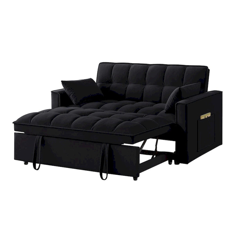 Convertible Loveseat with Adjustable Backrest and Storage Pockets